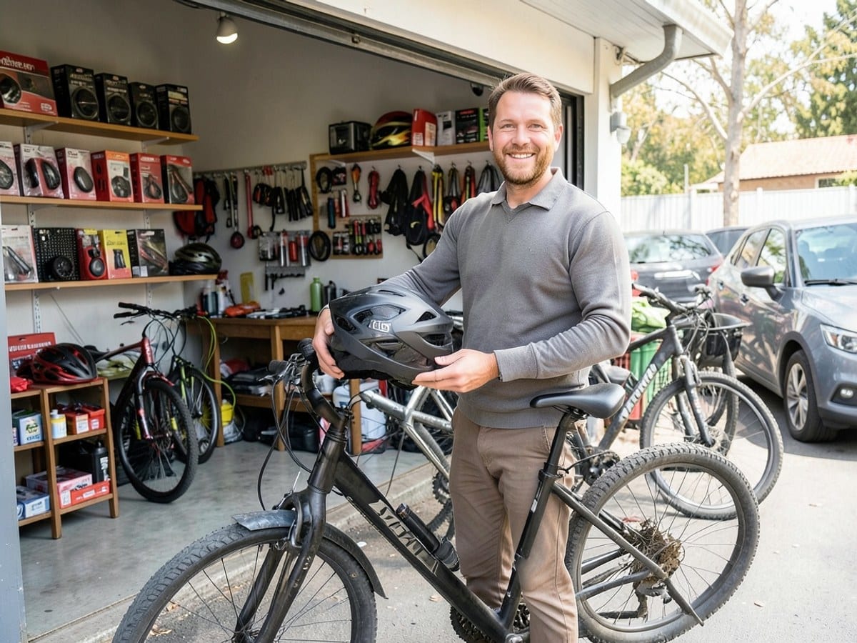 white and black electric bicycle, with the client's branding, is parked on a city sidewalk, highlighting its 50-mile range, 120W motor, 468Wh battery, and easy commute option.