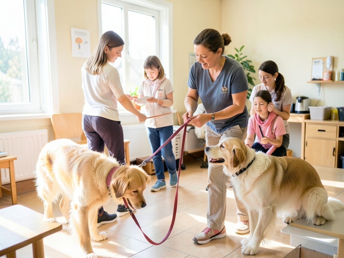 Instructor demonstrating a leash exercise