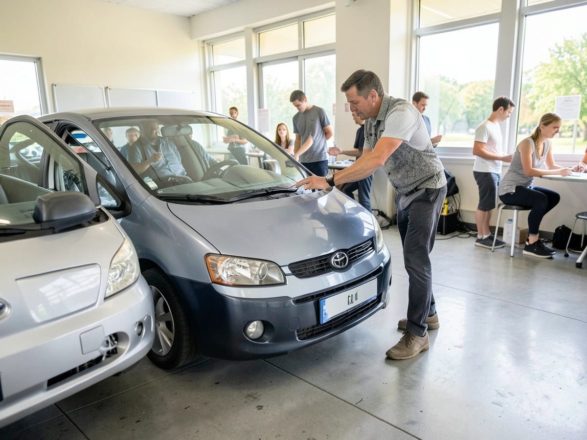 Instructor demonstrating a parking maneuver