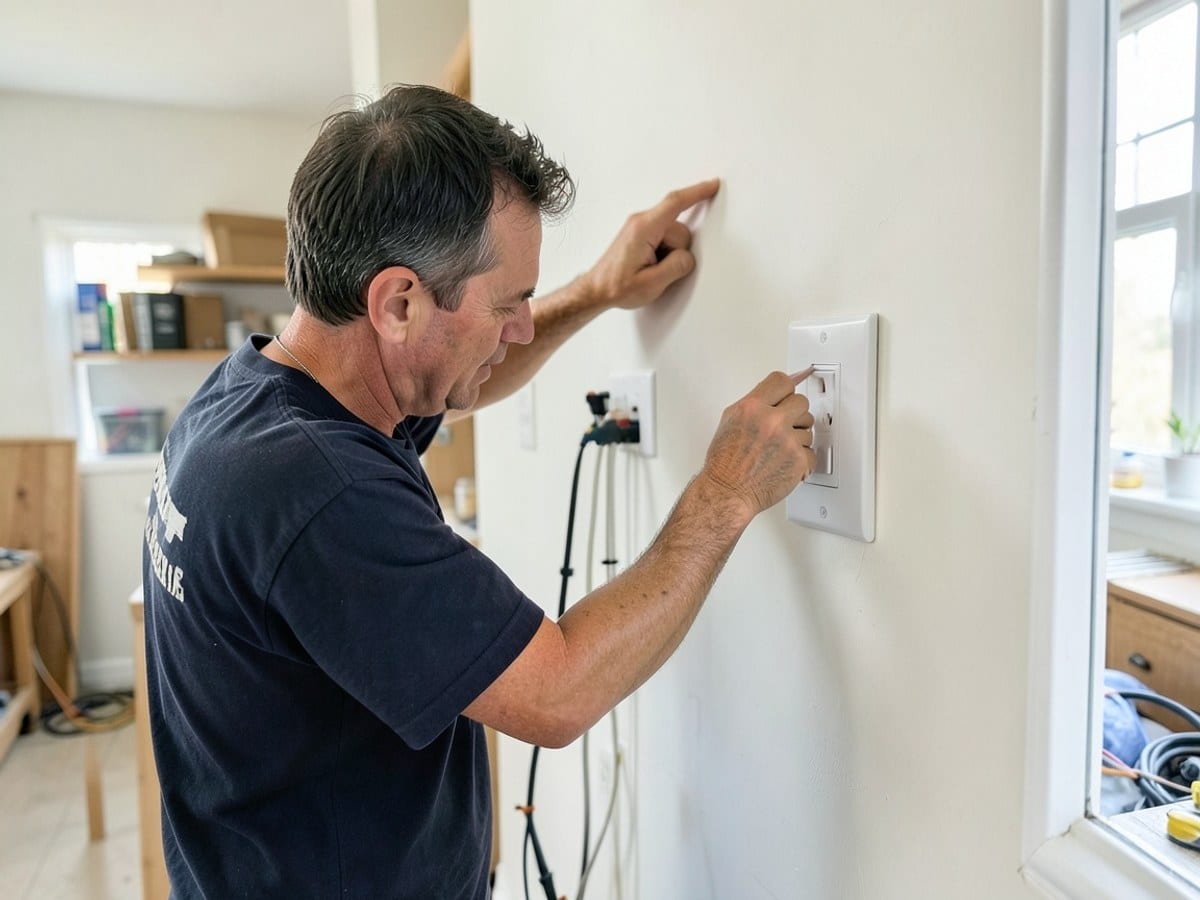Electrician testing a light switch