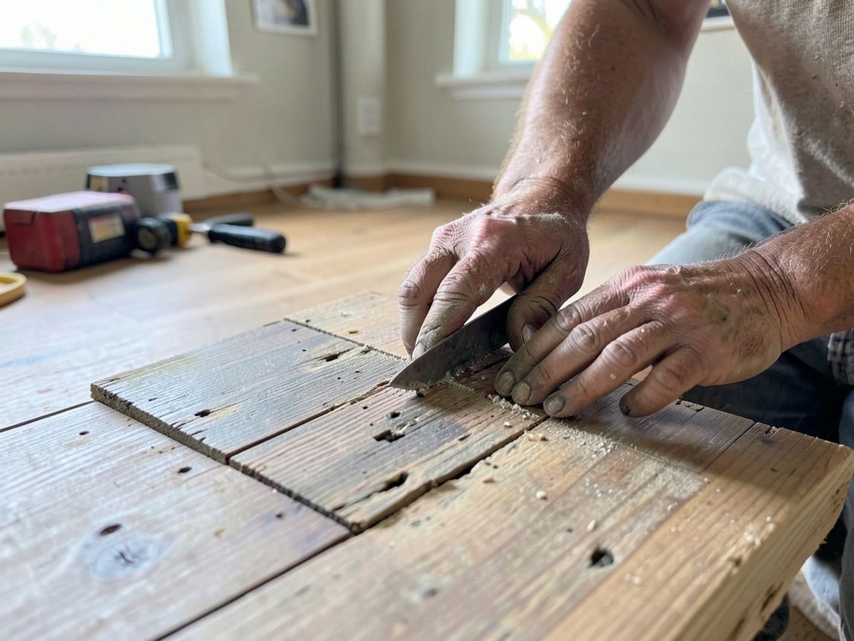 Before the work: Luxury Vinyl Flooring