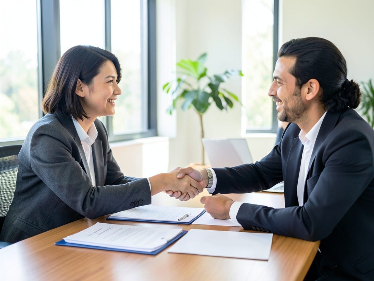 Client and agent greeting each other