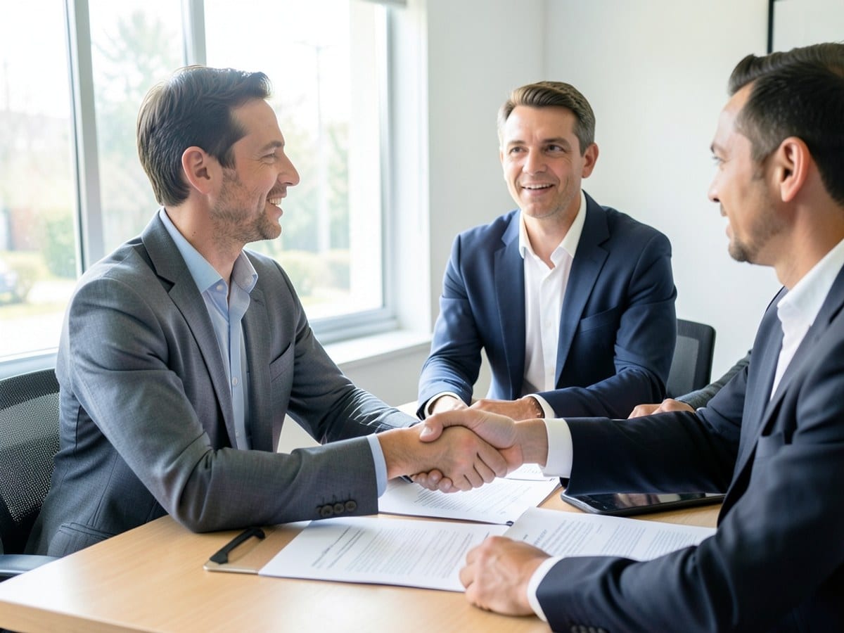 Agent discussing policy papers with a client