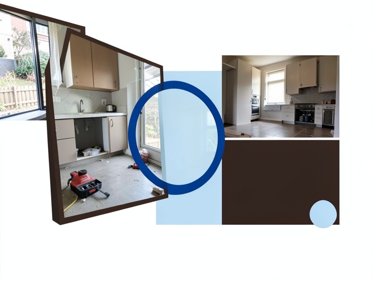 light blue circle with a darker blue border and a small white circle is framed by a dark brown square, accompanied by a dark brown rectangle with a lighter blue circle.