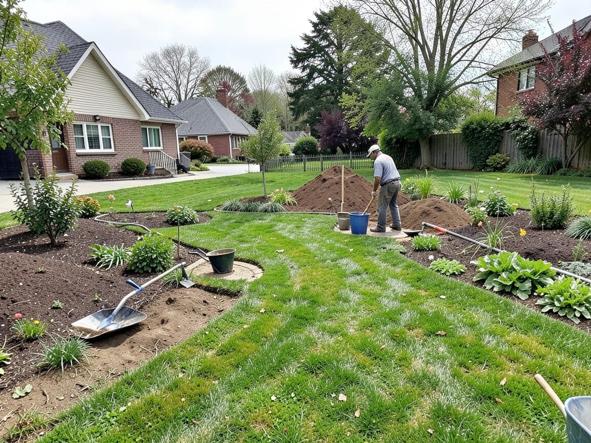 Sod installation across a lawn