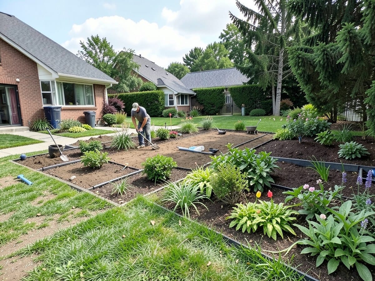 Landscape plan beside a residential yard