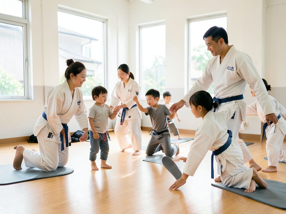 Family members learning movement together