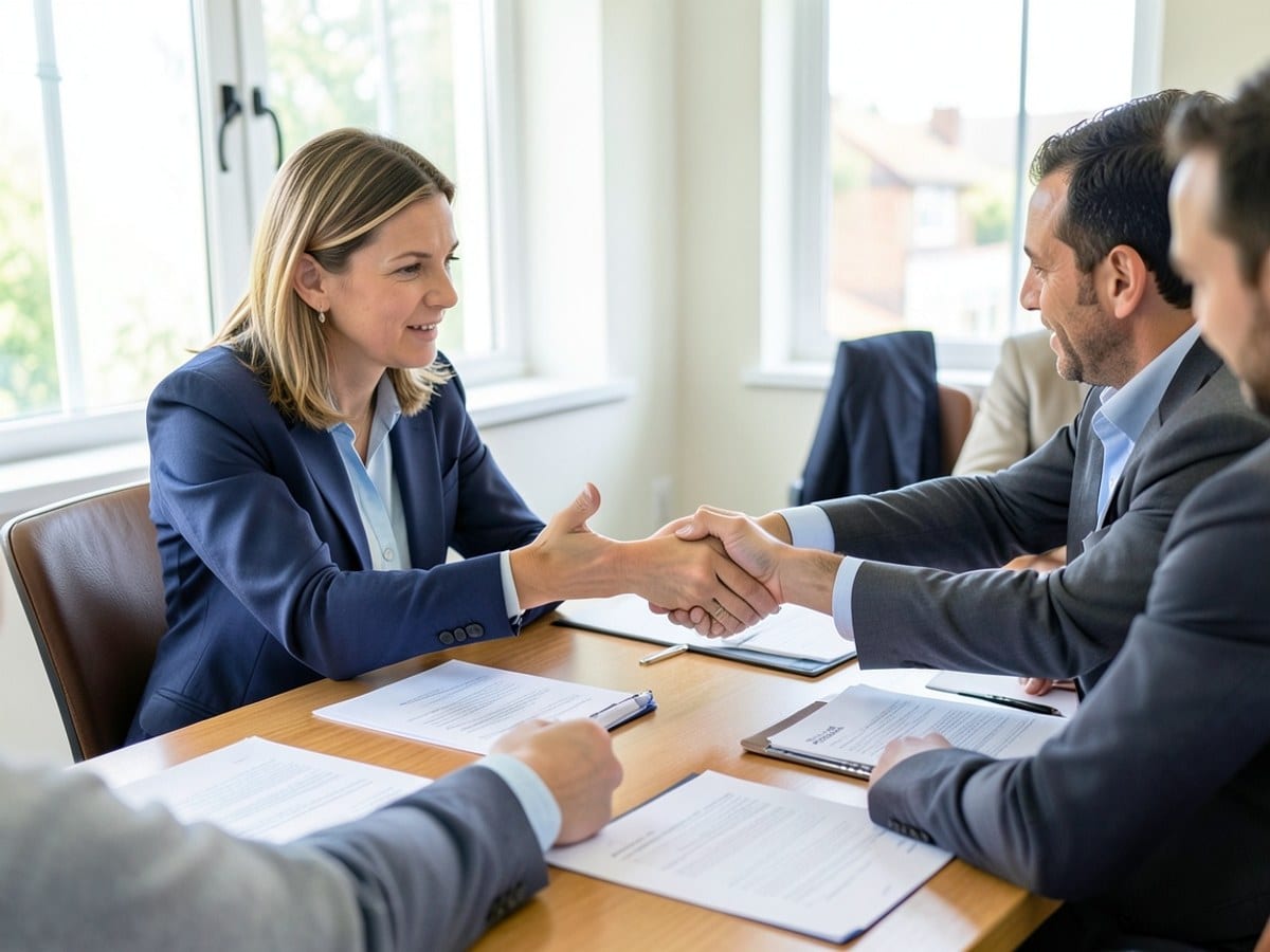 Principal discussing lender options at a table