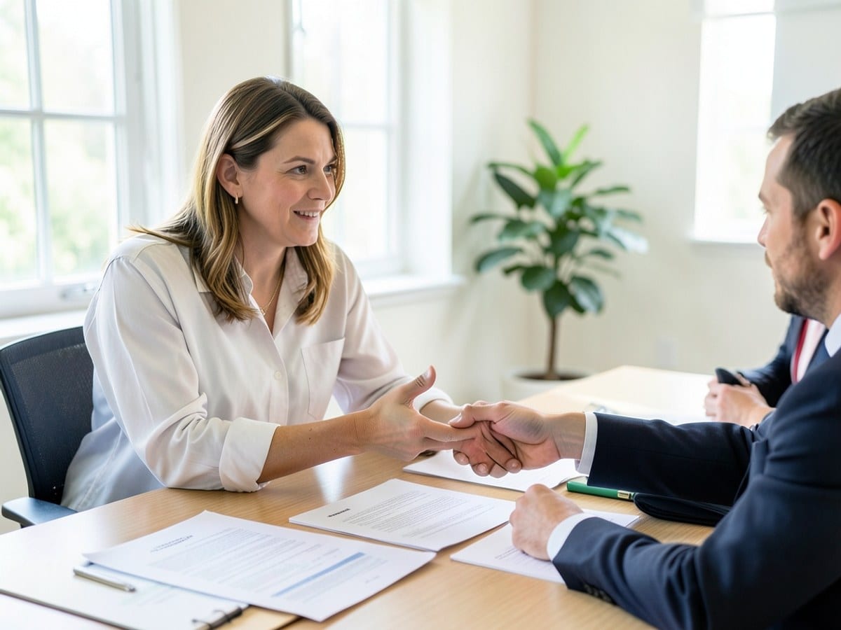 Principal discussing lender options at a table