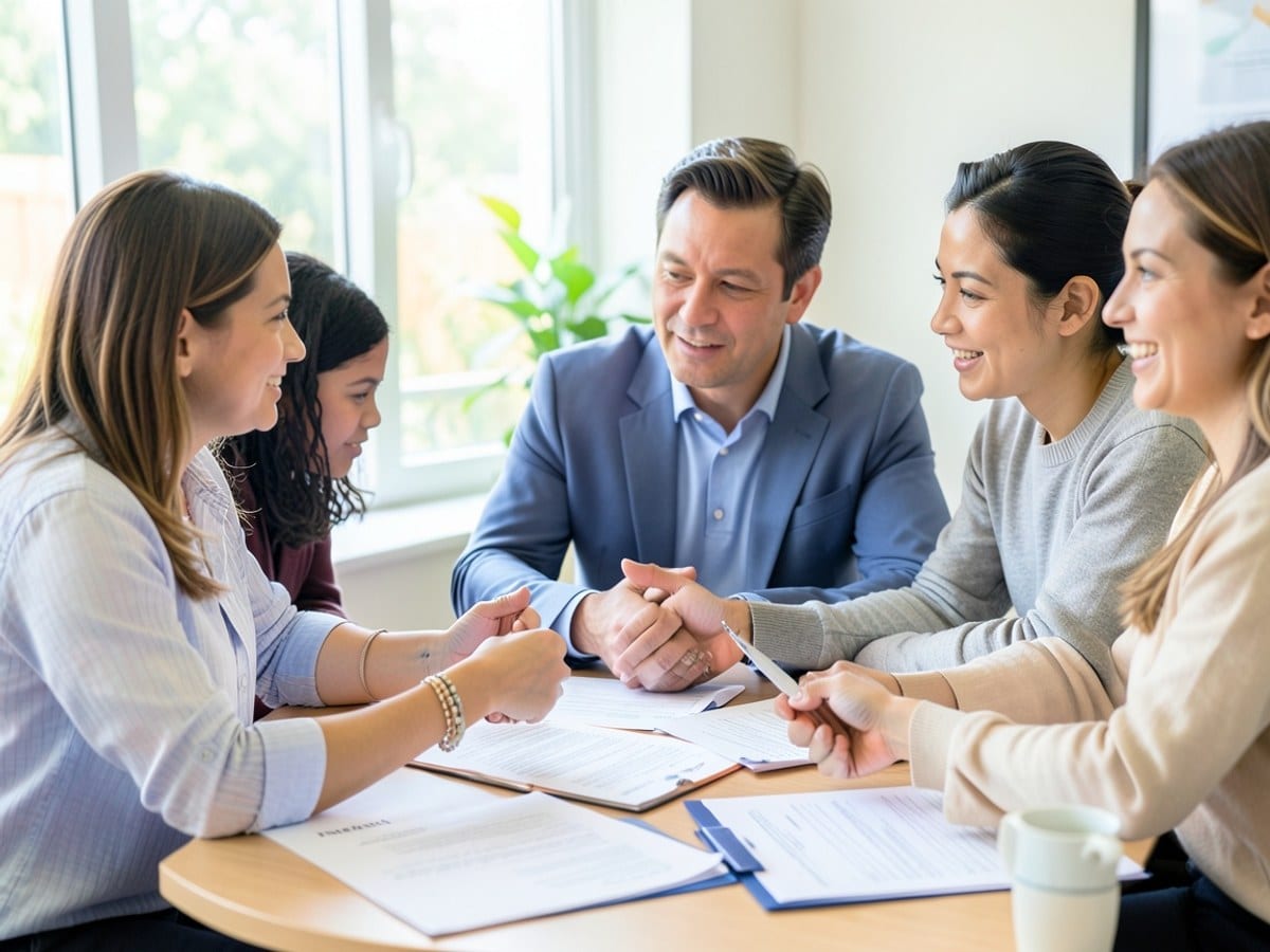 Homebuyers sharing questions with a broker