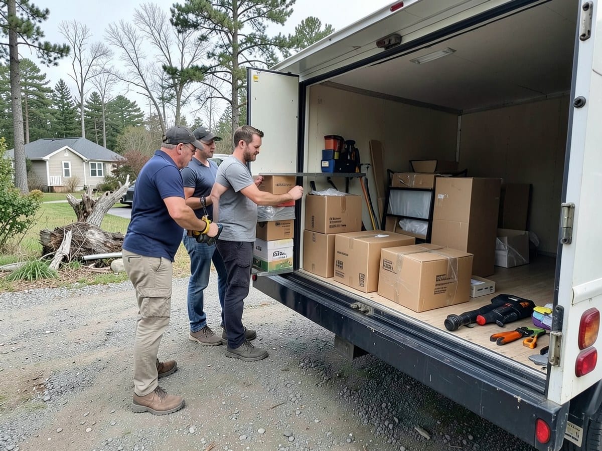 Crew loading a rental truck