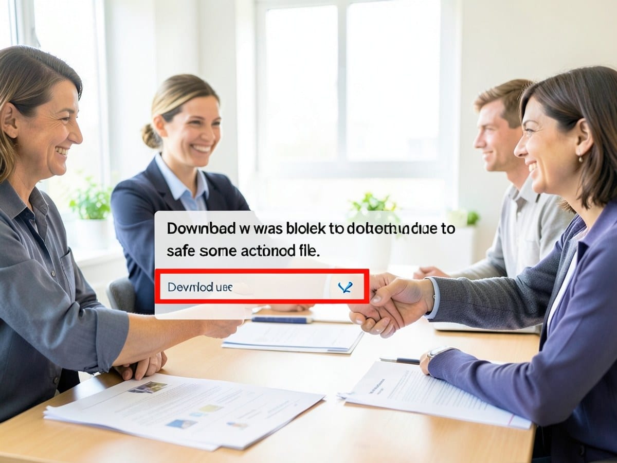 warning message in a software interface indicates that a download was blocked due to safe mode activation, with a "Download unverified file" option and red border.