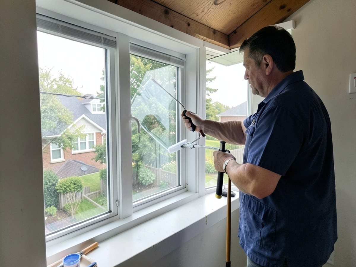 Lead technician reviewing upper-storey window access