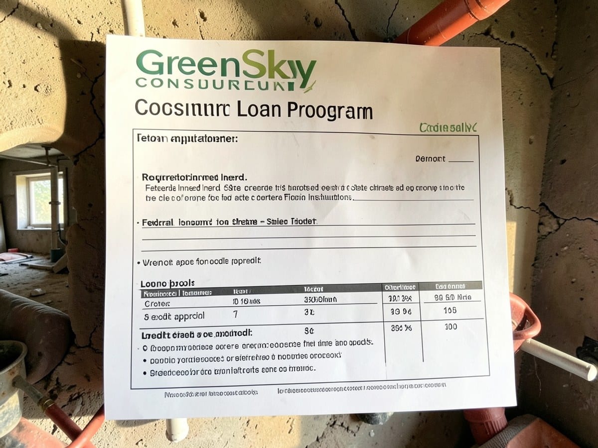 loan application form for the GreenSky consumer loan program details requirements for federal insured, state chartered financial institutions, including credit approval and loan terms