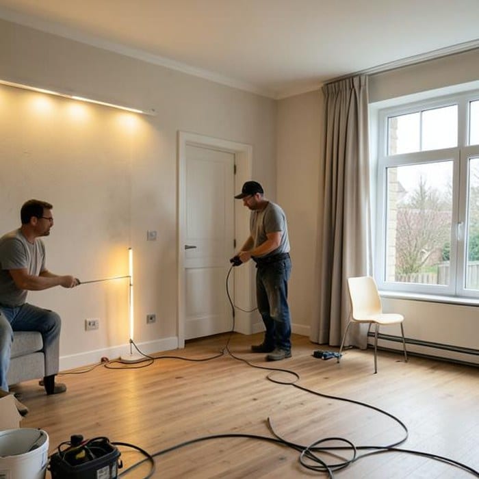 Warm lighting installation in a carefully finished residential room